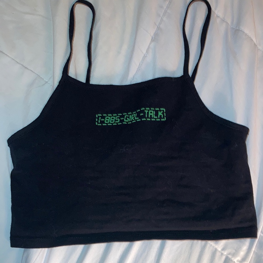 Forever 21 girl talk black tank, cropped tank top